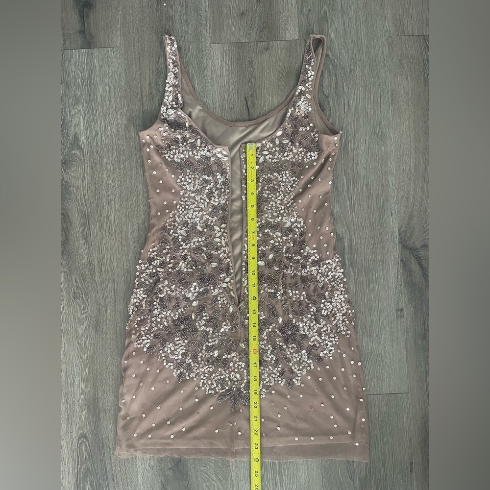 Adrianna Papell Sequin Embellished Cocktail Dress - Beige - Picture 10 of 13